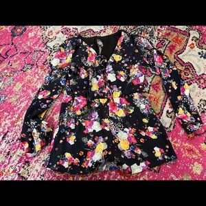 Urban Outfitters Floral Romper long sleeve size Large Coachella